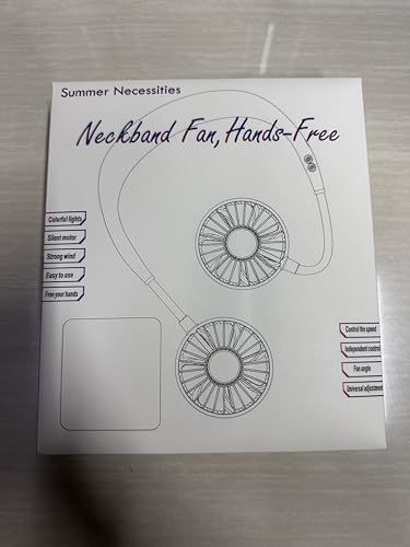 Portable Neck Fan, Handsfree Mini USB Neck Fan Rechargeable Wearable Neckband Fan, Desk Fan, Necklace Fan with Dual Wind Head 3 Speeds LED Light for Traveling Sport Outdoor Camping Office (Black)