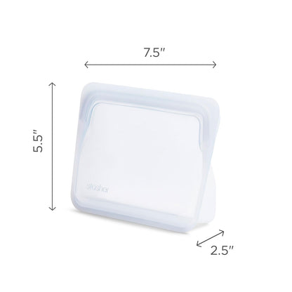 Stasher Premium Silicone Reusable Food Storage Stand-Up Mid Bag, Clear, Microwave, Sous Vide, Dishwasher, Oven and Freezer Safe, BPA Free, Leak-free, Eco-friendly, 56 Oz