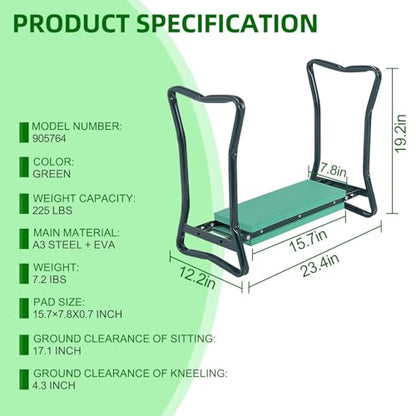 Backyard Expressions Garden Kneeler - Multi-Functional Gardening Seat and Kneeler