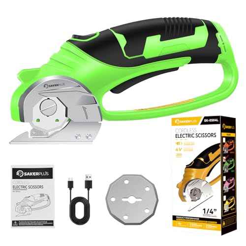 Cordless Electric Scissors, 4V Rechargeable Cardboard Cutter, Cordless Box Cutter, Powerful Cardboard Scissors with Blade, LED Light, Safety Lock for Cutting Fabric Leather