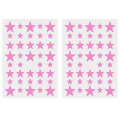 Lchen Star Wall Sticker, 78 Pieces Creative PVC Star Wall Decal for Classroom Nursery Kids Room Home Decoration (Pink)