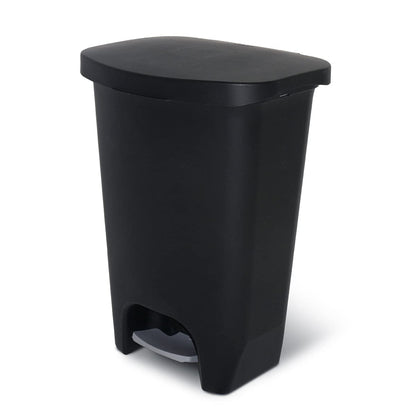 Glad Premium 20 Gallon Trash Can - Plastic Kitchen Waste Bin with Odor Protection of Lid, Stainless Steel Step On Foot Pedal and Garbage Bag Rings, Black