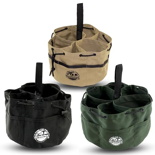 Graintex 18 Pocket Grab Bags Set of 3 Pcs Rip-Stop Canvas, Drawstring Closure, Small Parts Organizer Bag, Small Tools, Screws, Parts, Parachute Tool Bag, Parachute Tool Organizer for Essential Items