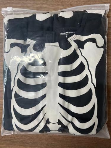 Sincere Party Glow In the Dark Skeleton White Bones Skeleton Costume with Gloves&Hood for Kids 5-7years