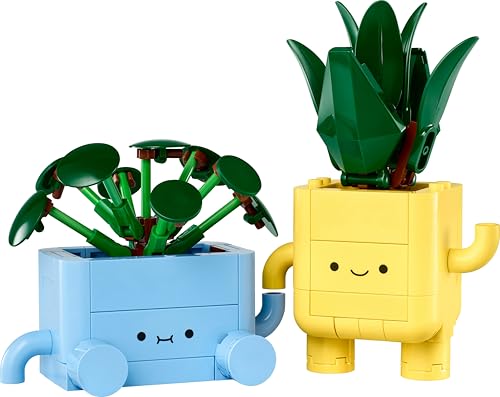 LEGO Botanicals Happy Plants Toy - Crafts Kit for Kids incl. 2 Artificial Plants with 2 Colourful Flower Pots & Interchangeable Cartoon Faces - Nature Gifts for 9+ Year Old Girls & Teens - 10349