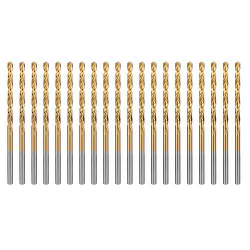 1/8" Titanium Drill Bits, HSS Metal Jobber Length Twist Drill Bits, 135¡Æ Split Point, Suitable for Drilling in Metal, Plastic, Wood, Pack of 20pcs, BECOLLO¡¦