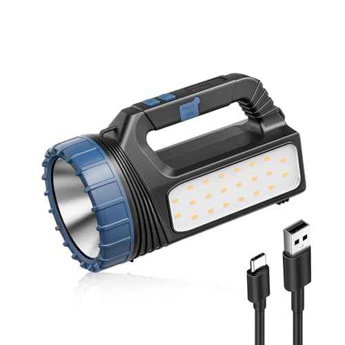 Solar Flashlight£¬Solar Powered Flashlight for Multi Function 8000 Lumens with Emergency£¬Portable Bright Camping Rechargeable Flashlights for Home, Outdoor Hiking, Power Outages