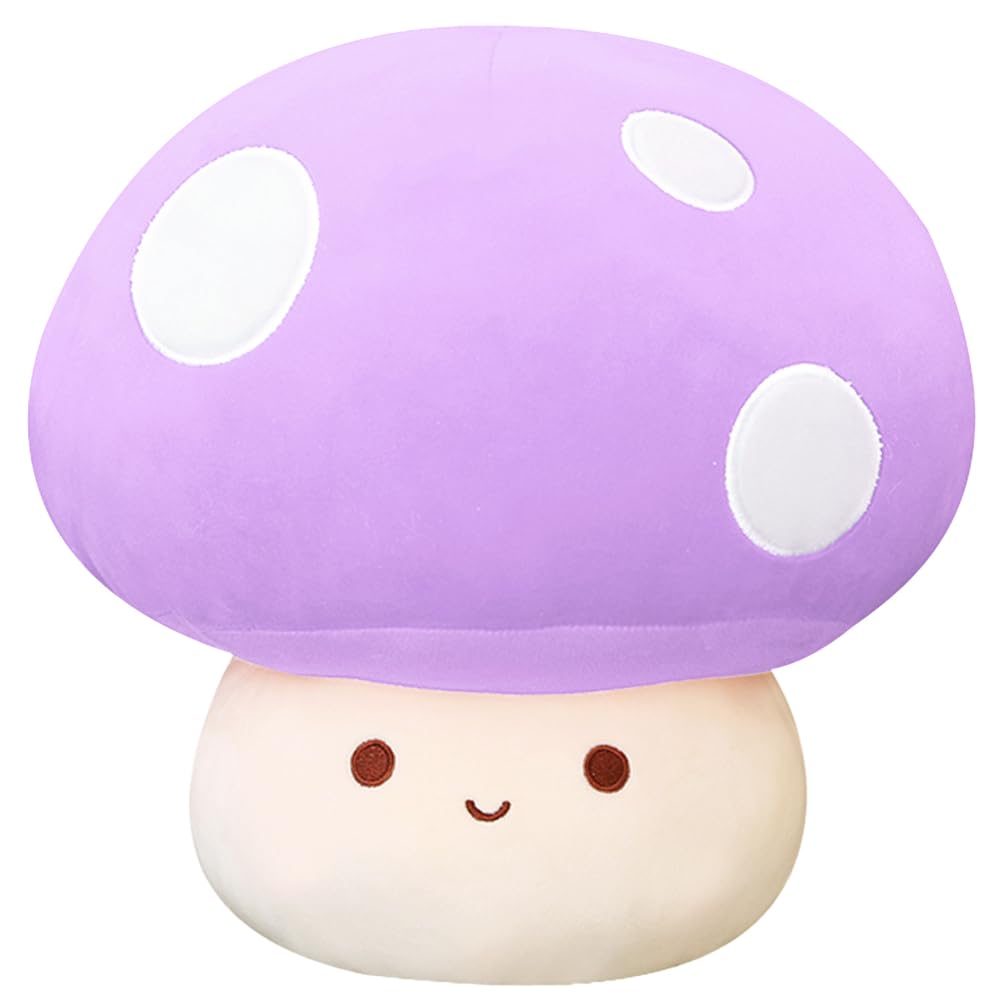 Yeqivo Cute Mushroom Plush Toy, Purple Mushroom Plush Pillow 3D Soft Mushroom Plushie, Mushroom Hugging Plush Pillow Gift for Girls Kids Home Mushroom Decor Christmas Birthday 35cm