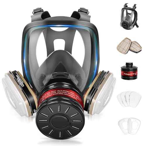 Full Face Respirator Mask with Filters,6800 Reusable Full Face Anti-fog Gas Mask with 6001 & 40mm Activated Carbon Filter Against Dust Organic Vapor for Painting, Epoxy Resin, Polishing,Welding,