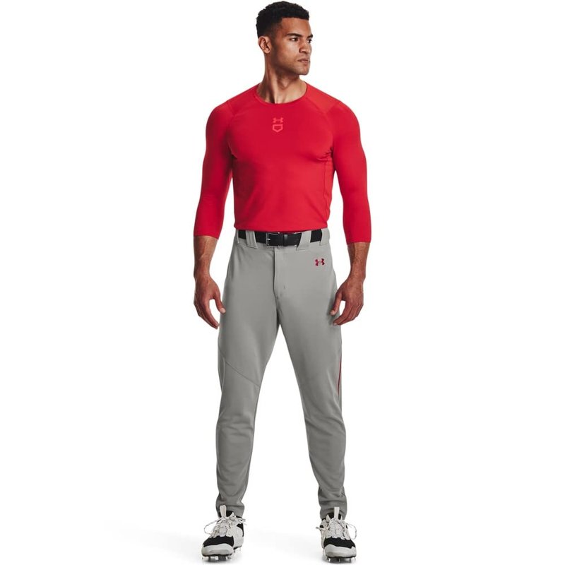 Under Armour Men's Utility Baseball Straight Leg Pant Pipe 22, (083) Baseball Gray/Red/Red, Medium