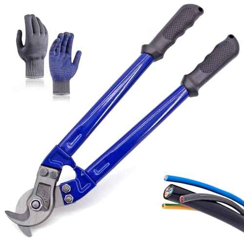 18in Cable Cutter for Copper & Aluminum Cables, Long Arm Ergonomic Handles, High-Frequency Quenched Blades for Electrical, Communications and DIY (NOT for Steel or Hardened Materials)