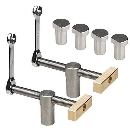 TOOLCOOL Bench Dog Clamp 3/4 Inch Dog Hole Clamp with Stainless Steel Bench Dogs for Woodworking MFT Table Workbench (2 Pack)