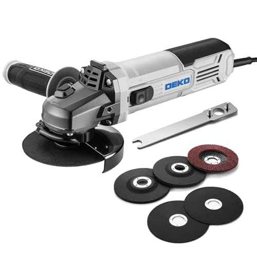 Angle Grinder Electric Power Tool: DEKOPRO 4-1/2 Inch 7.5-Amp Angle Grinder Power Corded Hand Grinders Tools with Grinding and Cutting Wheel, Disc for Metal, Wood