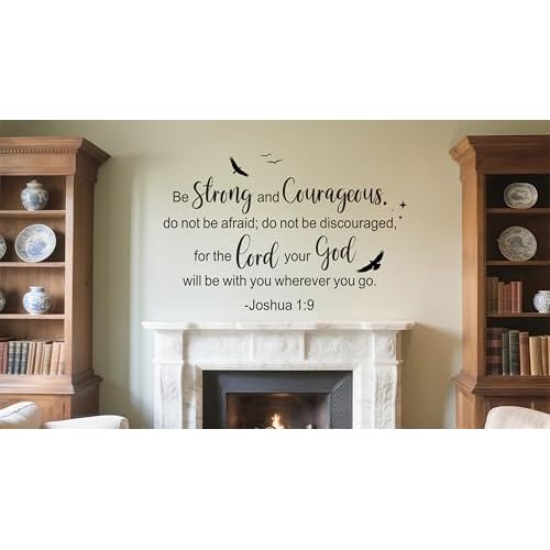 Joshua 1:9 Christian Scripture Wall Decals,Be Strong and Courageous Bible Verse Religious Inspirational Quotes Bird Decor Vinyl Removable Wall Stickers for Kid¡¯s Room Home School Church