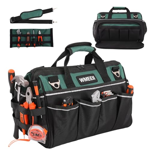17 in Heavy Duty Tool Bag, 24-Pocket Empty Portable Tool Bags,1680D Thickened Oxford Cloth Tool Bag Organizer,Soft Handle Large Zipper Toolbag for HVAC Craftsman Contractor Carpenter