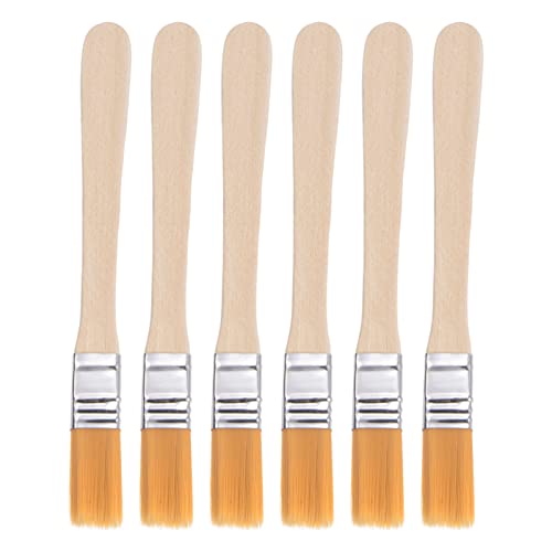 uxcell 0.5" Width Small Paint Brush Nylon Bristle with Wood Handle Painting Tool for Wall, Door, Cabinets, Furniture, Fences 6Pcs