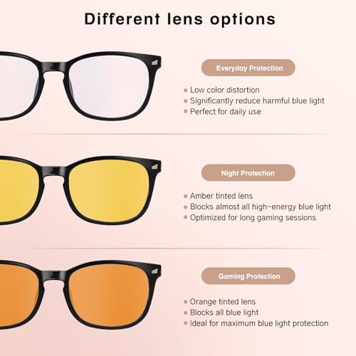 WINTOO Blue Light Glasses for Woman Men | 99% Blue Light Blocking Glasses | Computer Glassess | Night Driving | Gaming | TV Phone Screen Reader Square Frame | Anti Eyestrain & UV Glare Protection