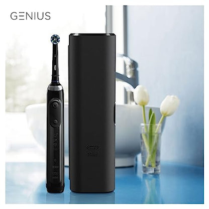 Oral-B Genius Electric Toothbrush with Artificial Intelligence, Gifts For Women / Men, App Connected Handle, 3 Toothbrush Heads & Travel Case, 5 Modes, Teeth Whitening, 2 Pin UK Plug, 8000
