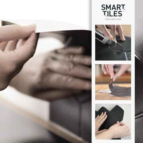 SMART TILES Peel and Stick Backsplash - 5 Sheets of 11.43" x 9" - 3D Adhesive Peel and Stick Tile Backsplash for Kitchen, Bathroom, Wall Tile