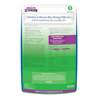 Health Extension Little Bites Dry Dog Food for Small Breeds, Chicken & Brown Rice Recipe, with Probiotics & Superfoods for Digestion & Coat Health, 10 lb Bag (Pack of 1)