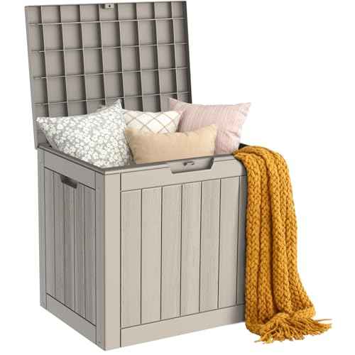 Outdoor Storage Box, 31 Gallon Deck Box Waterproof, Resin Patio Storage Bin for Package Delivery, Patio Furniture Cushion, Garden Tools, Pool Accessories, Weatherproof