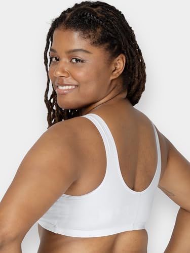 Fruit of the Loom womens Front Closure Cotton Sports Bra, Black/White/Heather Grey 3-pack, 38 US