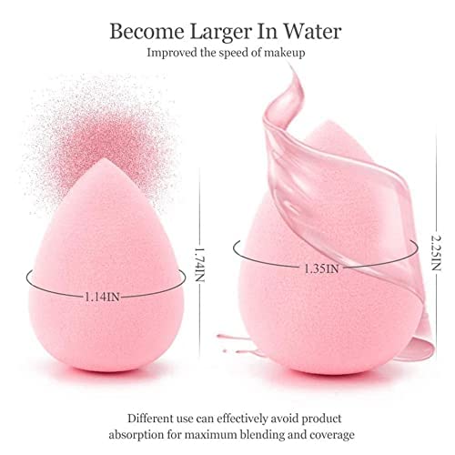 Beauty Blender Sponge Set – 7-Piece Multi-Color with 1 mini Makeup Sponges for Liquid, Cream, and Powder (Pink)