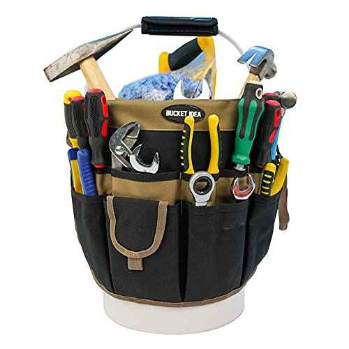 MELOTOUGH Bucket Tool Organizer With 35 Pockets Fits to 3.5-5 Gallon Bucket (Khaki)