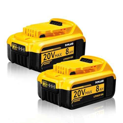 POWLAND 2-Pack 8000mAh 20V Max Replacement Battery for DeWalt DCB200, DCB205, DCB206, DCB207 ? Compatible with DeWalt 20V Cordless Power Tools & Chargers (High-Capacity, Long-Lasting)