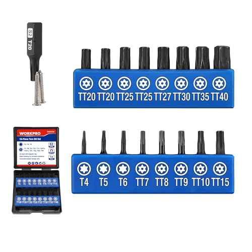 WORKPRO 16pcs Security Torx Bit Set, S2 Steel Star Bit Set, CNC Machined 1" Tamper Proof Torx Screwdriver with Magnetic Tips, 1/4 Inch Hex Shank, Tamper Resistant Fastener Driv in Storage Box