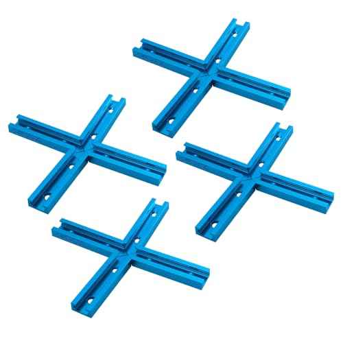 POWERTEC 71609-P4V 3" T-Track Intersection Kit with Predrilled Mounting Holes, 4 Sets, For Universal T track, T Track Accessories for Woodworking Jigs and Fixtures