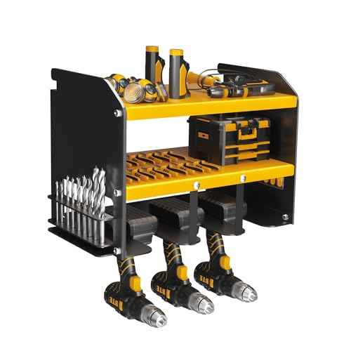 Wall Mounted Power Tool Organizer,Garage Space-Saving Tool Organizers and Storage,Metal Utility Shelf Storage Rack for Cordless Drill