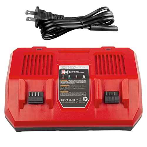 Rapid Dual Charger Replace for Milwaukee 18V Battery Charger 48-59-1806 48-59-1808 48-59-1812 Compatible with 48-59-1890 48-11-1850 48-11-1820 48-11-1835 48-59-1802