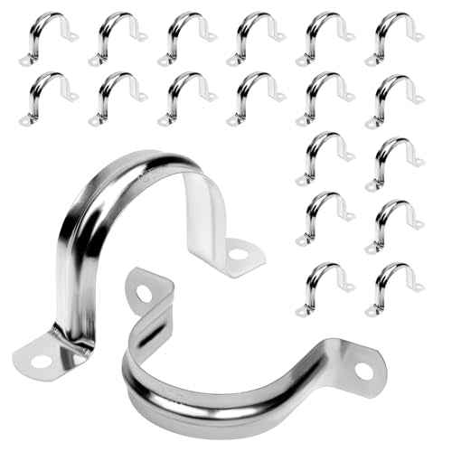 20Pcs 2 Inch Stainless Steel Conduit Clamps, 2 Hole Strap U Bracket Rigid Pipe Strap, Tension Clips U-Tube Clamp for Pipe Fixing on Various Surfaces