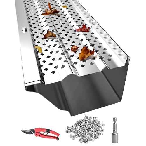 Gutter Guards 5 inch, Aluminum Leaf Filter Rain Gutter Covers with Screws Included, 16 PCS 54FT DIY Gutter Guards Protection for 5-inch and 6-inch Gutters, Fits Any Roof or Gutter Type (Mill Finish)