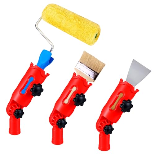 Multi-Angle Paint Brush Extender for High Ceiling, Extension Pole Attachment Holder Paint Brush Holder for Roller Scraper High Ceiling Rotating Head Walls Edges Corners