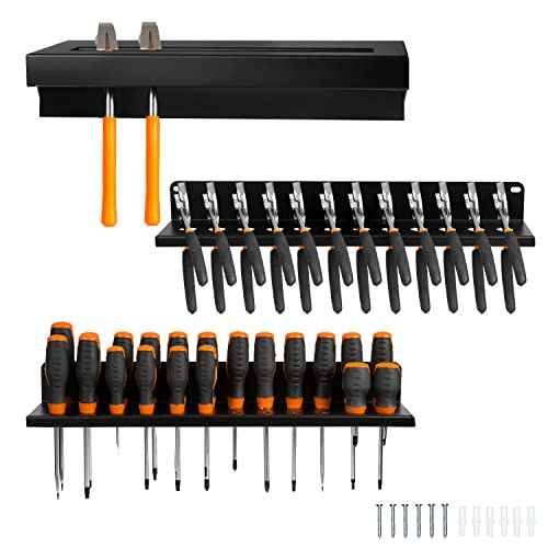 Iron Forge Tools Metal Hand Tool Organizer, Hammer & Pliers and Screwdriver Storage Rack - Wall Mounted Holder for Workshop, Organizer and Storage