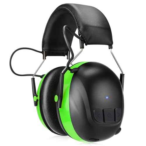 Bluetooth 5.4 Hearing Protection with 120H Working Time, 30dB Safety Earmuffs, Rechargeable Bluetooth Work Headphones, Ear Protection for Mowing, Workshops, Construction, Snowblowing, Green