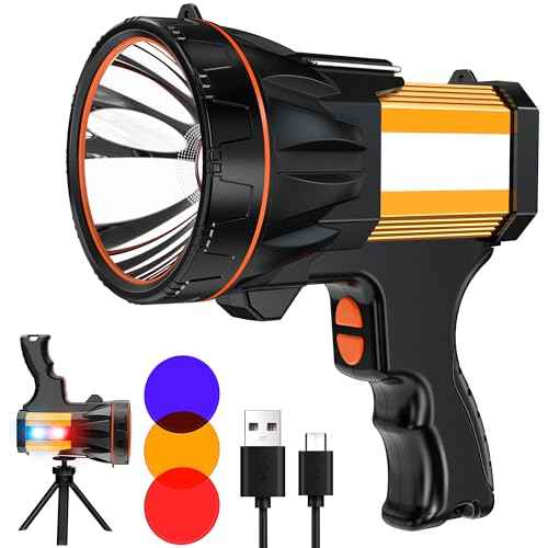 8 Modes 150000 Lux Spotlight Energy Saving Function, More Than 60 Hour Standby Time LED Flashlight, 360¡Æ Adjustable Tripod and IPX68 Waterproof for Camping Hunting Emergency Walking