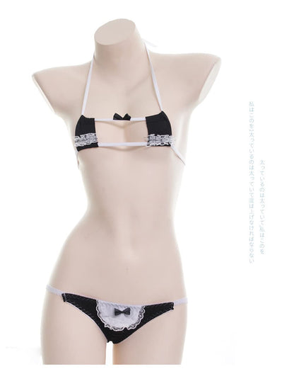 SINGUYUN Womens Sexy Micro bikini Suit Anime Bikini Cosplay Lingerie Kawaii Bra and Panty Set Cute (216Cube Black)