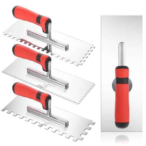 4 PcsTile Tools Stainless Steel Square Notched Trowel Set (Notch Size: 5/32" & 5/16" & 1/2") Masonry Hand Kit for Wall Floor Tiling Installation