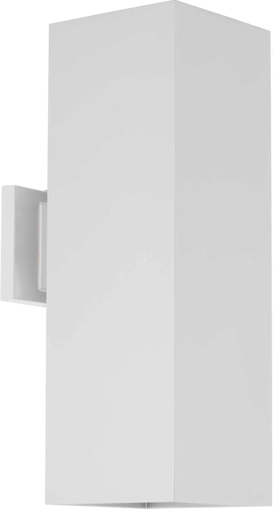 Progress Lighting 6" Aluminum Outdoor Up/Down Wall Lantern Light, Square Collection, Outdoor, P5644-30, White