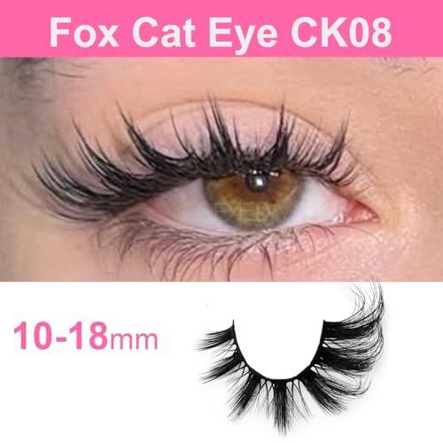 𝗖𝗮𝘁 𝗘𝘆𝗲 𝗟𝗮𝘀𝗵𝗲𝘀 𝗠𝗮𝗻𝗴𝗮 𝗙𝗼𝘅 𝗘𝘆𝗲 False Eyelashes 18mm Wispy Flase Lashes Manhua Faux Mink Fluffy Dramatic Fake Eyelashes Volume Anime Strips Pack 14 Pairs by EMEDA(Cat Eye CK08)