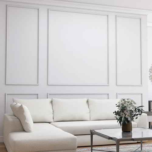6 Set Premade Peel and Stick Wall Molding Kit, Self Adhesive Accent Wainscoting Panels for Interior Wall Moulding Decor, Ready to Assemble Moulding Trim(Style2)