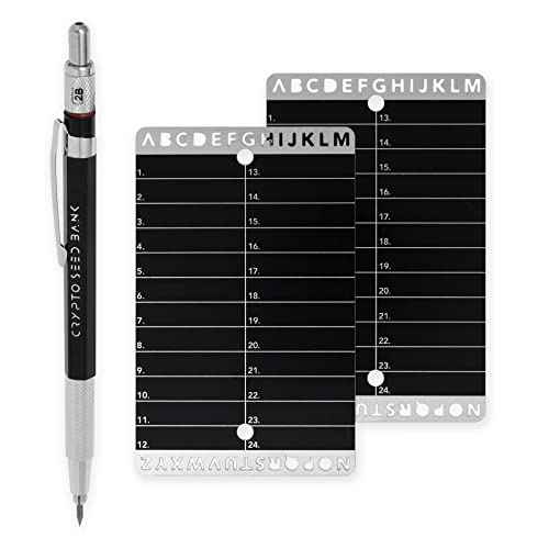 Crypto Seed Bank - Steel Backup Wallet - Precise Engraving for Bitcoin Seed Storage - Two 24 Word Cards - Cold Wallet Backup