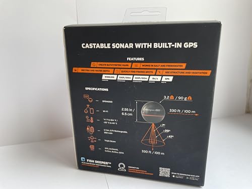 Deeper PRO+ 2 Sonar - Portable Fish Finder and Depth Finder for Kayaks, Boats and Ice Fishing with GPS Enabled | Castable Deeper Sonar with Free User Friendly App