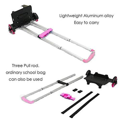 Backpack Trolley - Wheeled Trolley Hand Aluminium Alloy Folding Trolley Cart for Backpack (Pink, 2 Wheels)