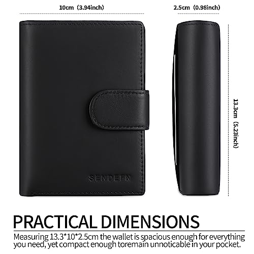 SENDEFN Men's Wallets Multifunctional RFID Blocking Leather Wallet Credit Card Trifold Compact Wallets for Men with ID Window & Coin Pocket