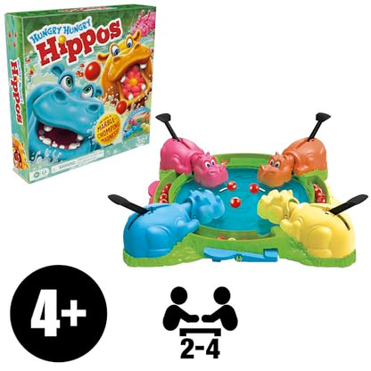 Hungry Hungry Hippos Game for Preschoolers | Instant Marble Relaunch, Easy Set-Up & Storage| Ages 4 and Up | 2 to 4 Players | Kids Games