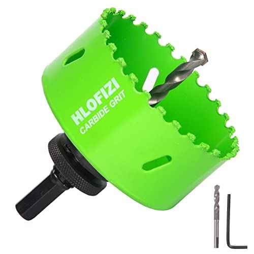 3-5/8 Inch Carbide Grit Hole Saw Cutting Through Stucco, Plaster, Cement Board, Drywall, PVC with 1-1/2" Depth, Up to 3X Faster
